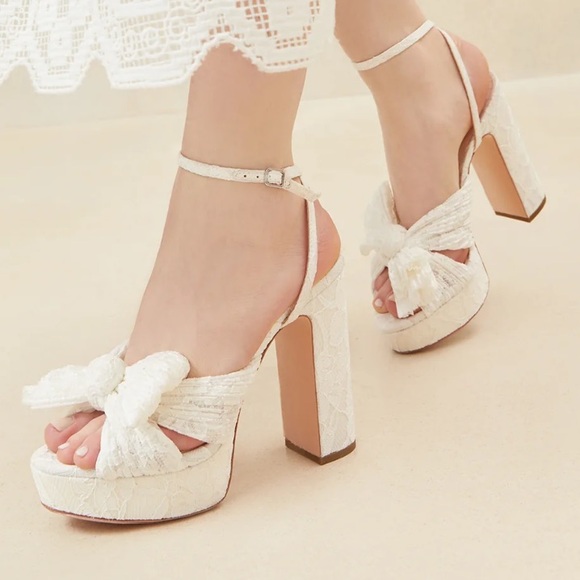 Loeffler Randall Shoes - White / Cream Platform Bow Heel